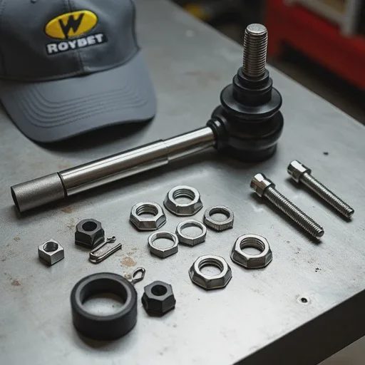 drag link flip kit hardware including reamer and new bolts on workbench