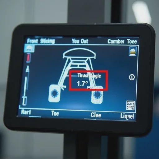 hunter alignment rack screen showing rear axle thrust angle reading on 2016 silverado