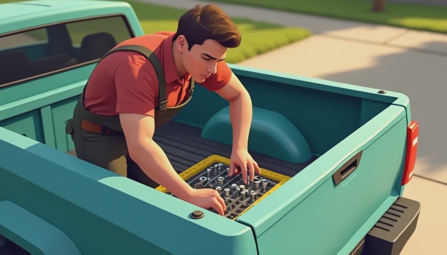 Visual context for inside truck bed tool box