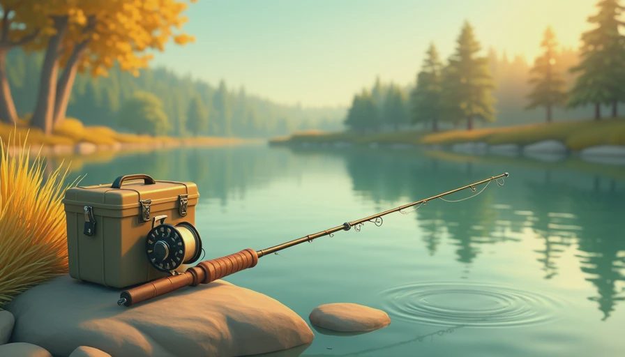 Visual context for blue river fishing